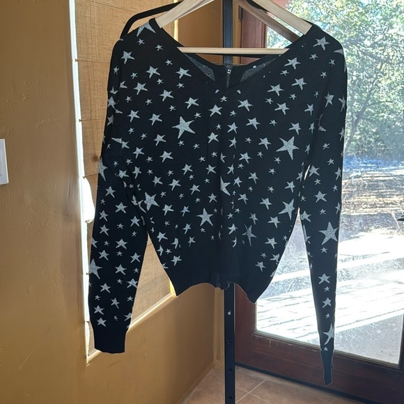Lucy Paris Sweaters - Lucy Paris Shiny Star Black Silver Sweater Size Medium